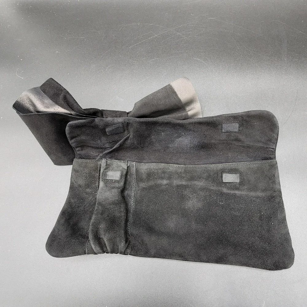 LK Bennett Black Suede Bow Clutch Bag Coquette Balletcore Evening Party Chic